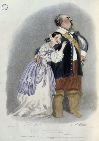 Giulia Grisi als Elvira en Luigi Lablache als Sir George Walton in 